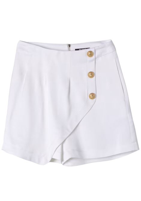 White viscose shorts for girls BALMAIN | BU6C79/DELBIANCO